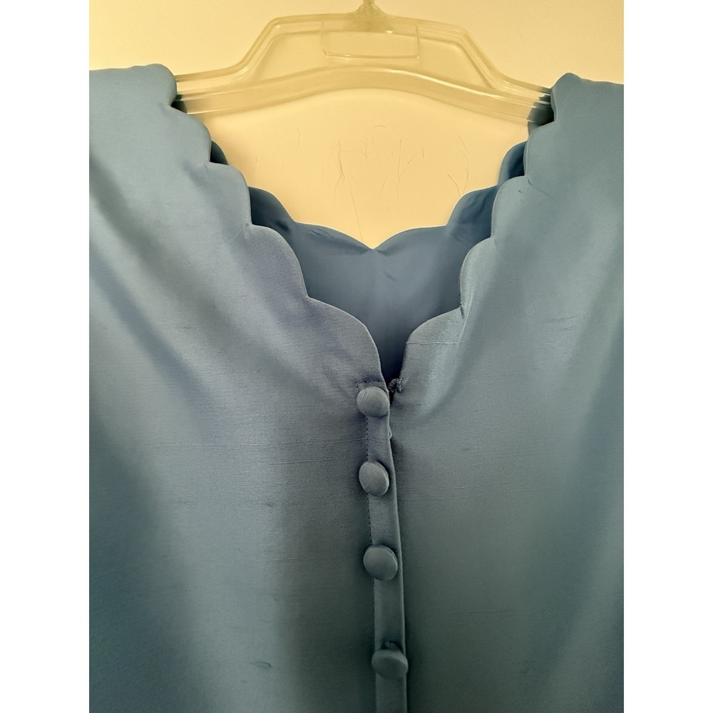 Talbots Vintage Blue Silk Dress Short Sleeve Scalloped Neckline‎ Womens 8 New - Picture 7 of 9